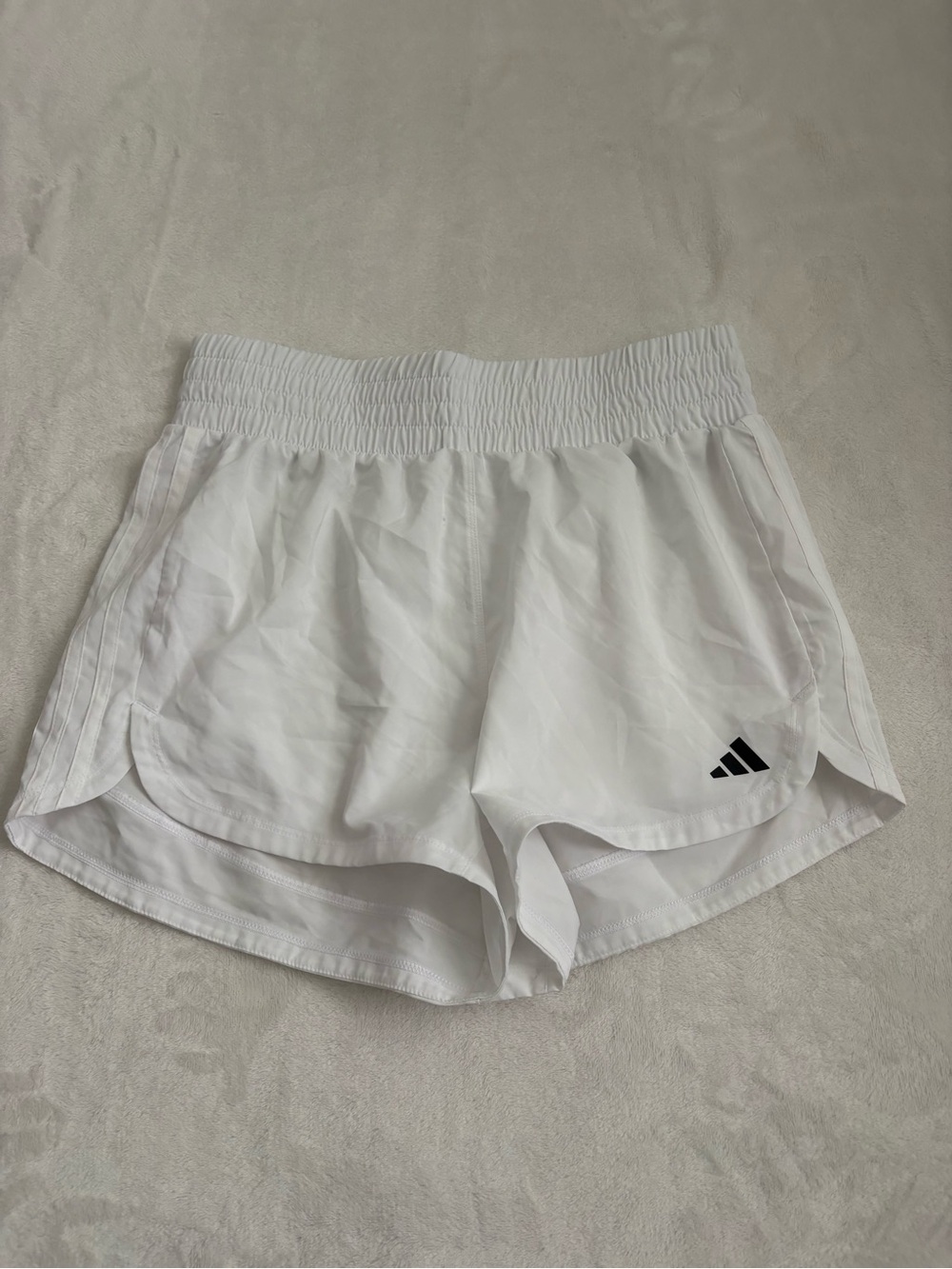 adidas White Athletic Running Shorts with Black Logo